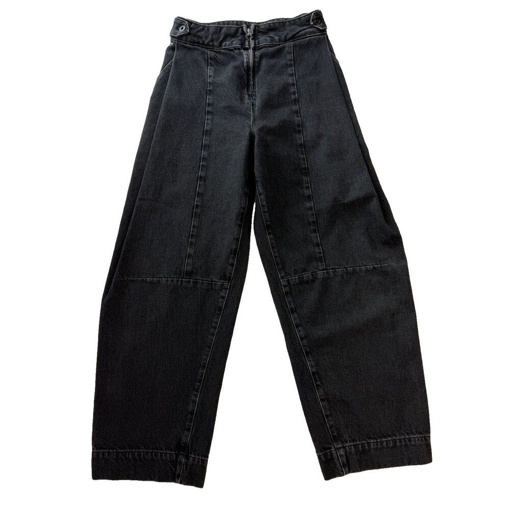 G-Star RAW Arc 3D Jeans Womens 26 Black Loose Fit Cropped Button Fly Denim  Desc